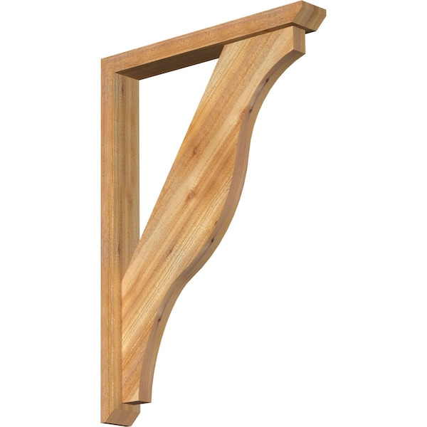Ekena Millwork Funston Slat Rough Sawn Bracket w/ Offset Brace, Western Red Cedar, 4"W x 28"D x 40"H BKT0402X28X40FST06RWR - main